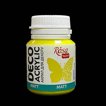 Фарба акрилова матова для декору 20 мл, ROSA Acrylic DECO 02, Лимонна