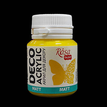 Фарба акрилова матова для декору 20 мл, ROSA Acrylic DECO 03, Жовта