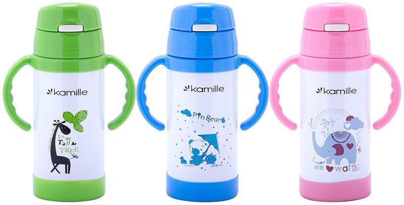 Термос дитячий Kamille "Зоопарк" 350мл greenpharm greenpharm  з двома ручками, фото 1