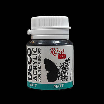 Фарба акрилова матова для декору 20 мл, ROSA Acrylic DECO 17, Чорна