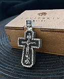 Срiбний православний хрест з чорним деревом, фото 5