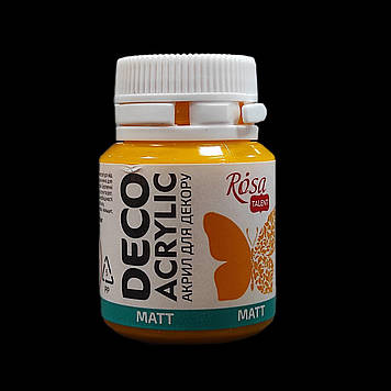 Фарба акрилова матова для декору 20 мл, ROSA Acrylic DECO 19, Темно-жовта
