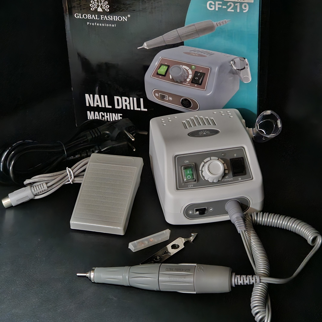 Фрезер для манікюру та педикюру Global Fashion GF-219 100 w 45000 об./хв КОРЕЯ, фото 1
