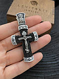 Срiбний православний хрест з чорним деревом, фото 5