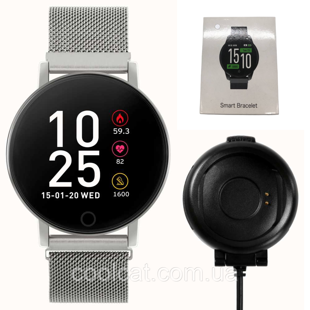 Розумний годинник Smart M12, Сірий / Наручний Bluetooth годинник / Годинник для тренувань та відстеження серцевого ритму