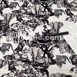 Велюр спорт друкований принт Африка чорно-біла