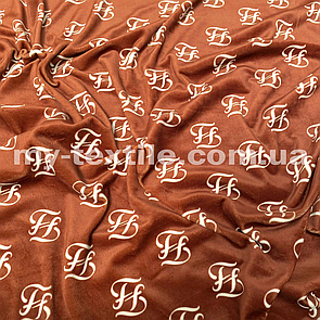 Велюр спорт друкований принт Френді на світло-коричневому