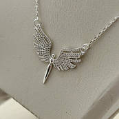 Кольє срібне Янгол на ланцюжку з фіанітами