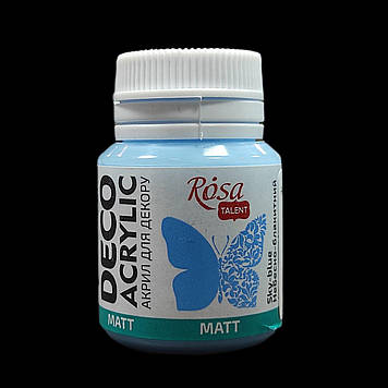 Фарба акрилова матова для декору 20 мл, ROSA Acrylic DECO 34, Небесно-блакитна