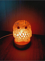 Ночник из розовой соли СОВА,Солевой светильник домашняя гималайская соляная лампа