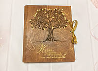 Дерев'яний альбом для фото "Дерево життя" із золотими елементами (листи А4), фото 2