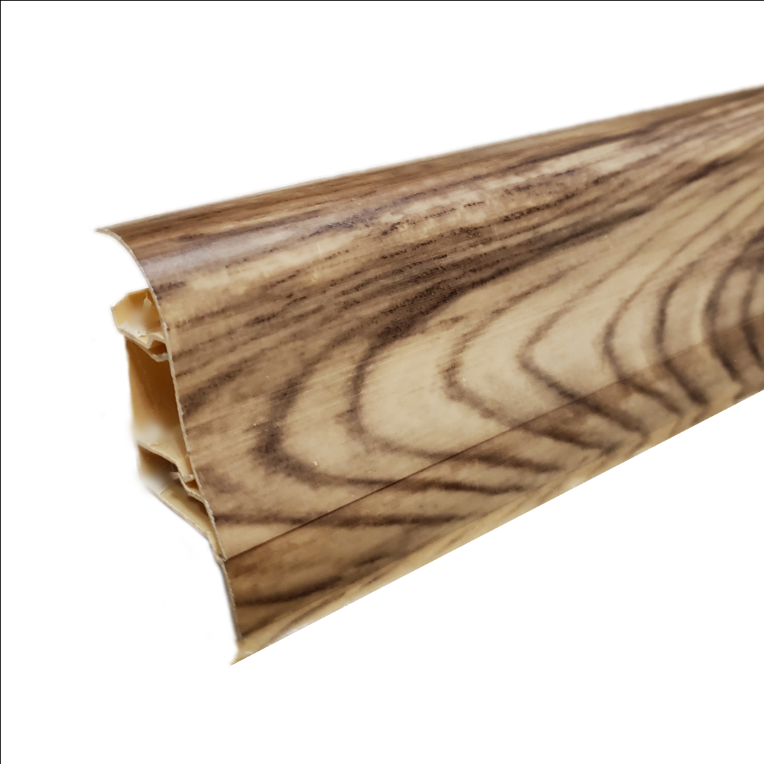 Плінтус пластиковий ТЕКО Люкс Р0120 Палісандр з кабель каналом широкий по підлозі м'які краю, фото 1