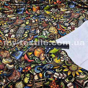 Велюр спорт друкований принт Патріотичний "козак"