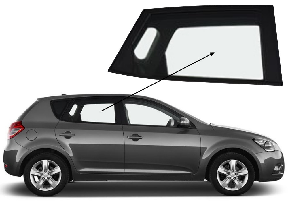 Бічне скло Kia Ceed 2007-2012 5d задніх дверей праве