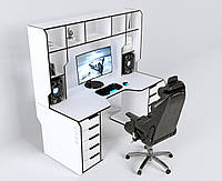 Геймерский стол ZEUS Viking-3S, 160х85 см, белый/черный