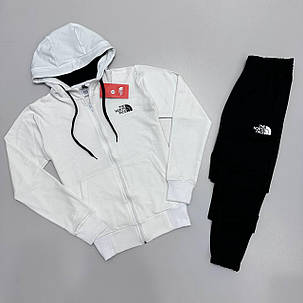 Спортивний чоловічий костюм The North Face осінній Зіп худі та штани White Black Комплект чоловічий ТОП якості, фото 3