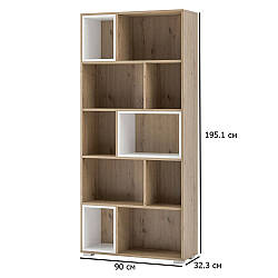 Книжковий стелаж Тоні 90 см дуб артизан із вставками німфеа альба у підліткову кімнату
