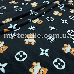 Велюр спорт друкований принт Луї Вітоні ведмеді на чорному