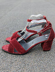 STTOPA Розміри 36-44. Босоніжки великих розмірів шкіряні. Каблук 6,5 см. 328-3644-65-1 Бордові