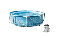 Каркасный круглый бассейн на металлическом каркасе Intex 28208 с фильтр-насосом 305 x 76 см Голубой