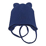Шапка дитяча трикотажна подвійна для новонароджених головні убори синій (ШД296), фото 2