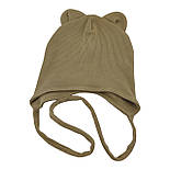 Шапка дитяча трикотажна подвійна для новонароджених головні убори бежевий (ШД303), фото 2