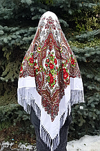 Українська народна хустка Надія 140*140 см біла
