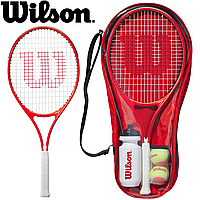 Детская теннисная ракетка набор для большого тенниса Wilson Roger Federer Set 25 str 1 ракетка 2 мяча бутылка
