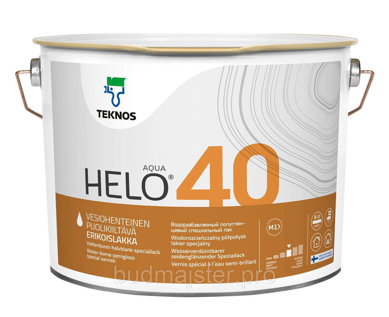 Лак Teknos HELO AQUA 40 півглянцевий, 9 л.