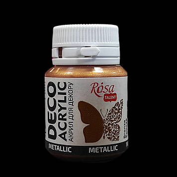 Фарба акрилова для декору 20 мл, металік, ROSA Acrylic DECO 53, Бронза