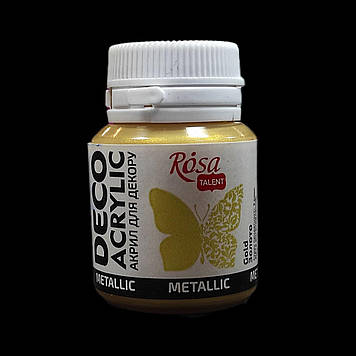 Фарба акрилова для декору 20 мл, металік, ROSA Acrylic DECO 54, Золото