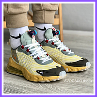 Кроссовки женские Nike Air Max 270 React Travis Scott / Найк аир макс 270 Реакт Тревис Скотт бежевые