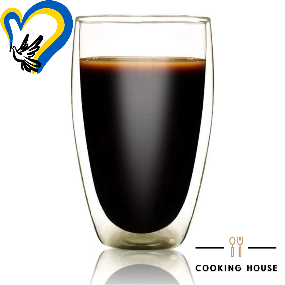 Склянка з подвійними стінками для американо, еспресо 450мл Cooking House buuba , склянка з подвійним дном