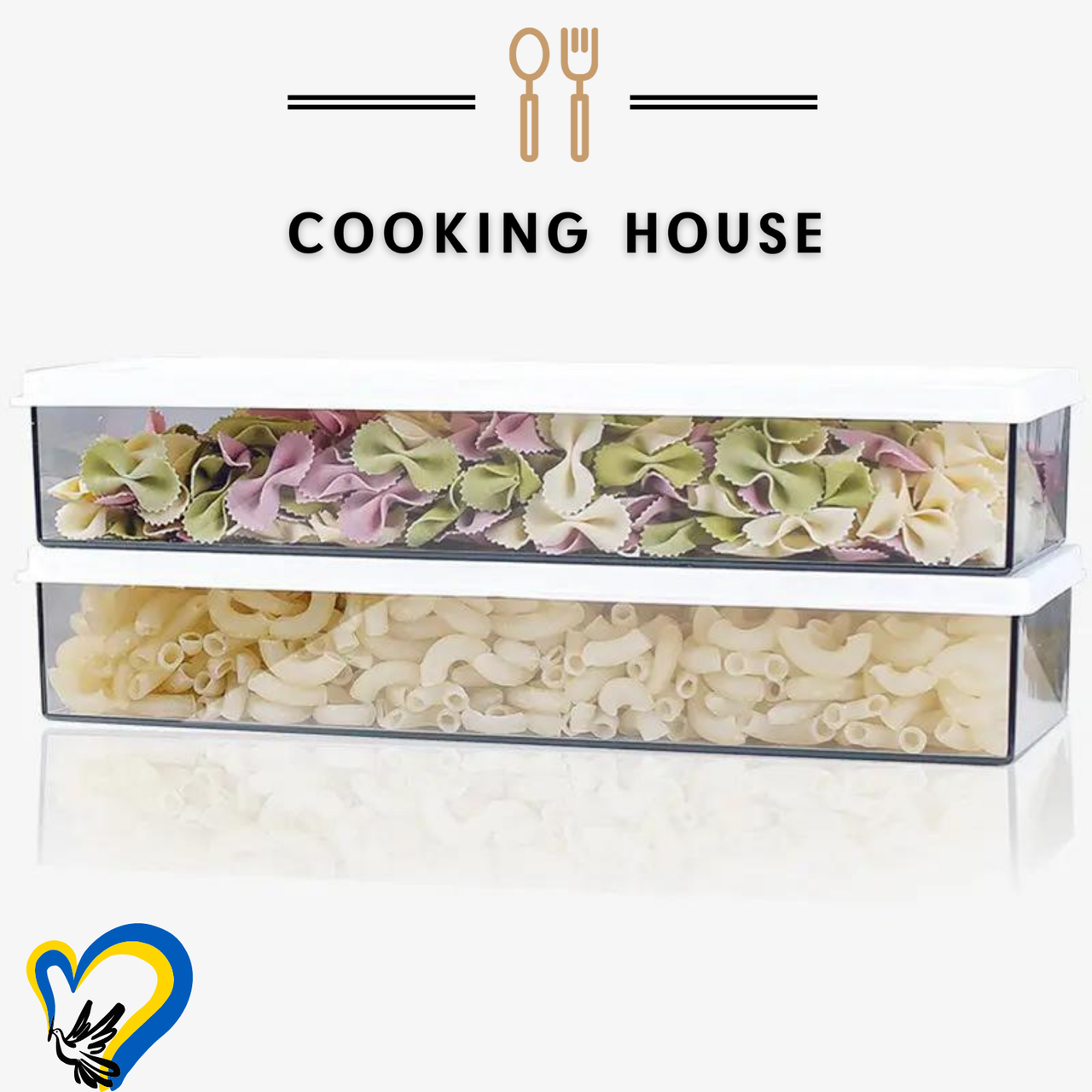 Набір контейнер для зберігання спагетті та інших продуктів Cooking House buuba 2шт, пластикові контейнери для круп з гнучкою