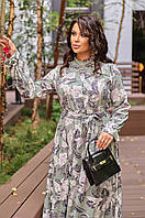 Сукня Sofia 8636/1 у хакі кольорі з супер-м'якою тканиною (принт) та поясом: стильна, комфортна та універсальна