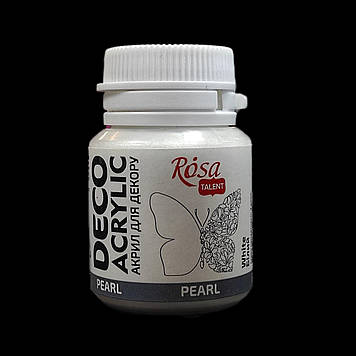 Фарба акрилова для декору 20 мл, перламутр, ROSA Acrylic DECO 72, Біла