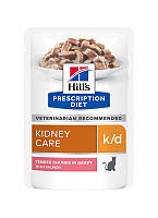 Упаковка влажного корма Hill s Prescription Diet k/d для кошек для кошек с болезнью почек с лососем 12 шт х 85