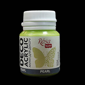 Фарба акрилова для декору 20 мл, металік, ROSA Acrylic DECO 75, Лаймова