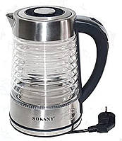 Скляний чайник Sokany SK-1027, 2200 Вт, 2,2 літра електролектроча