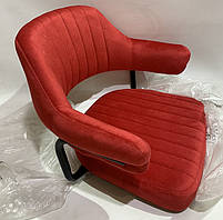 Крісло Jeff 4BK-Base велюр червоний В-1016 чорна квадратна опора, з регулюванням висоти, фото 5