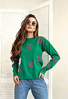 Укороченный женский вязаный свитер Стильный женский свитер машинной вязки Зелёный