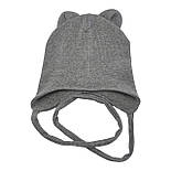 Шапка дитяча трикотажна подвійна для новонароджених головні убори сірий (ШД300), фото 2