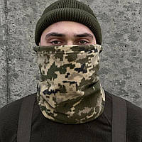 Тактический теплый зимний бафф/ Армейский шарф хомут для военных/ Теплый шарф на шею Пиксель ММ14 ВСУ