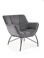 Кресло мягкое Halmar BELTON велюр/черный 74х73х78х40 см Серый