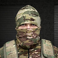 Тактична демісезонна флісова шапка/ Армійська камуфляжна шапка для військових/ Шапка флісова мультикам