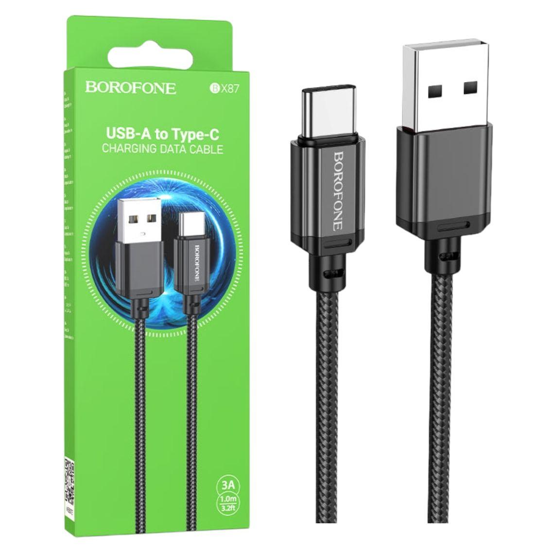Кабель USB-Type-C Borofone BX87 Sharp (3А/1м) чорний