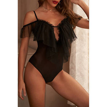 Чорні сітчасті стринги з тюлю Teddy Lingerie, фото 4