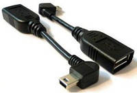 Переходник OTG @LUX mini USB to USB гибкий L, угловой