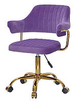 Кресло Jeff GD-Office велюр пурпурный 1013 на золотой крестовине c колесами, с регулируемой высотой