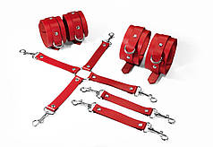 Набір Feral Feelings BDSM Kit 3 Red, наручники, поножи, конектор